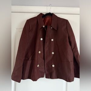 Vintage Boxy Brown Blazer Double-Breasted Jacket